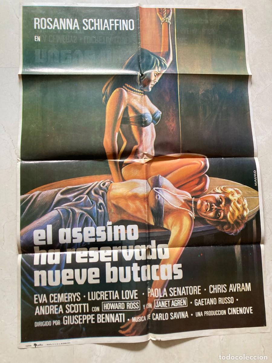 Cine: Cartel cine original EL ASESINO HA RESERVADO 9 BUTACAS (1974) 70x100 / Rosanna Schiaffino