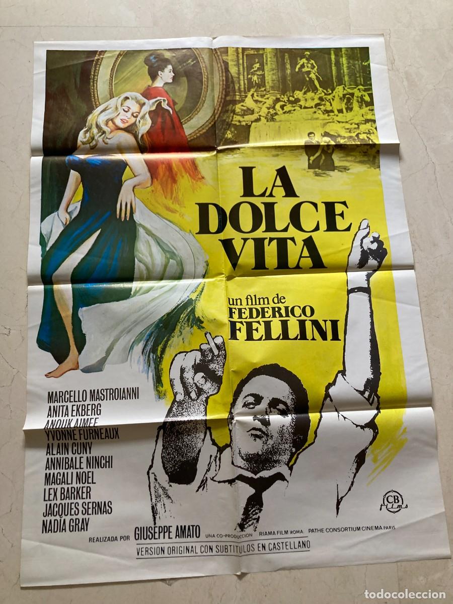 Cine: Cartel cine original LA DOLCE VITA (1960) 70x100 / Federico Fellini - M. Mastroianni, Anita Ekberg