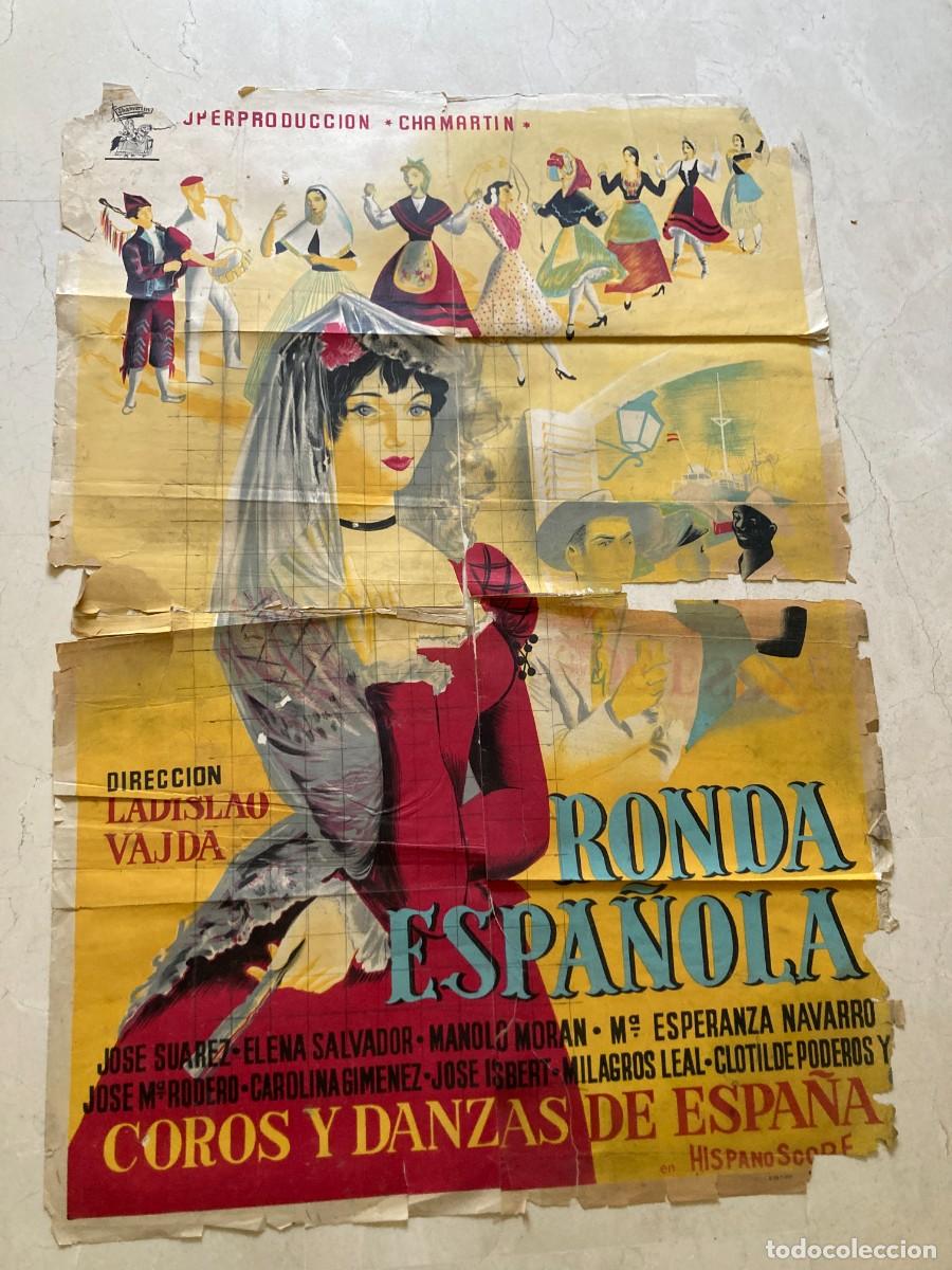 Cine: Cartel cine original RONDA ESPA&Ntilde;OLA (1951) 70x100 / Ladislao Vajda - Jos&eacute; Su&aacute;rez - Elena Salvador