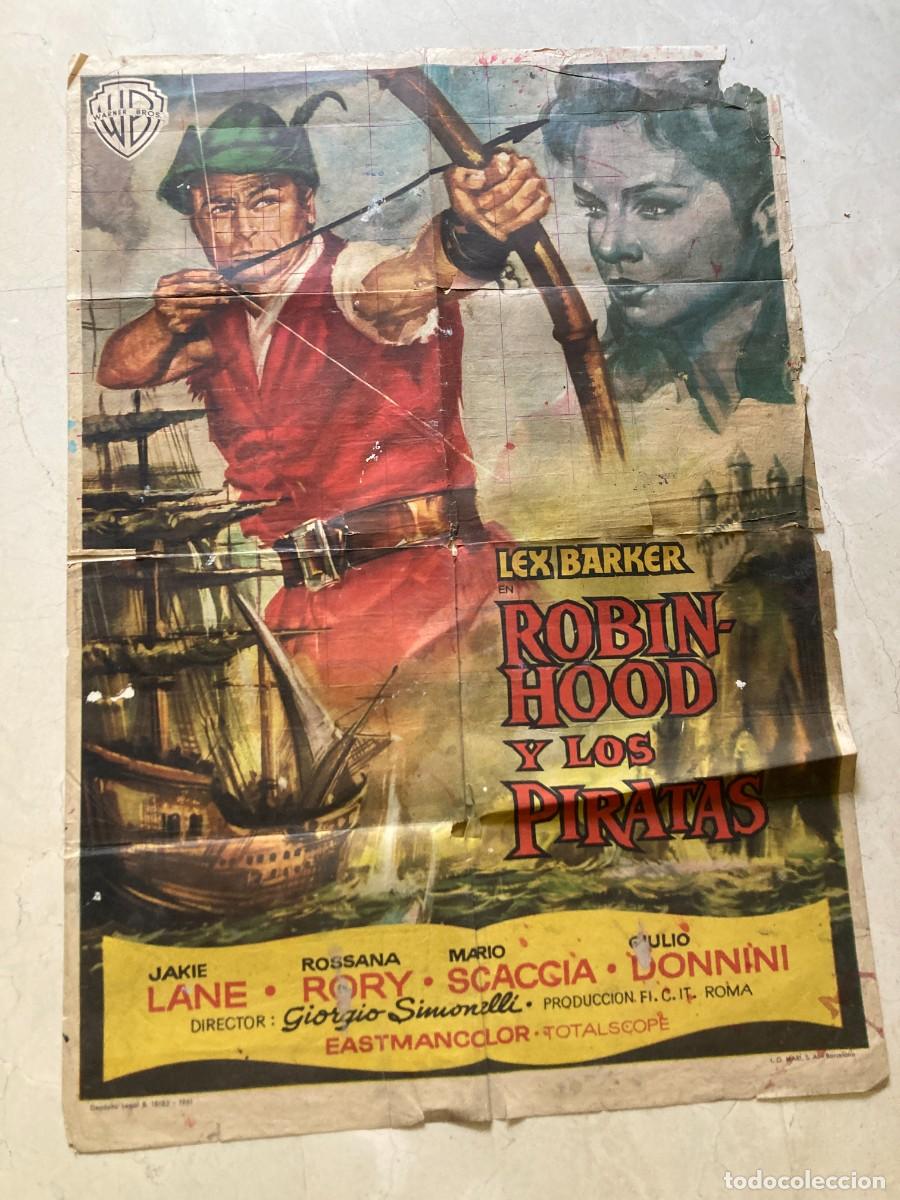 Cine: Cartel cine original ROBIN HOOD Y LOS PIRATAS (1960) 70x100 / Lex Barker - Jocelyn Lane