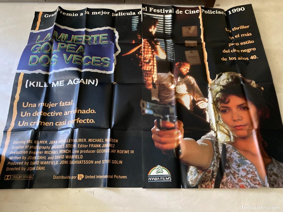 Cine: Cartel GIGANTE DOBLE v&iacute;deo original LA MUERTE GOLPEA DOS VECES (1993) 188x298 / Val Kilmer