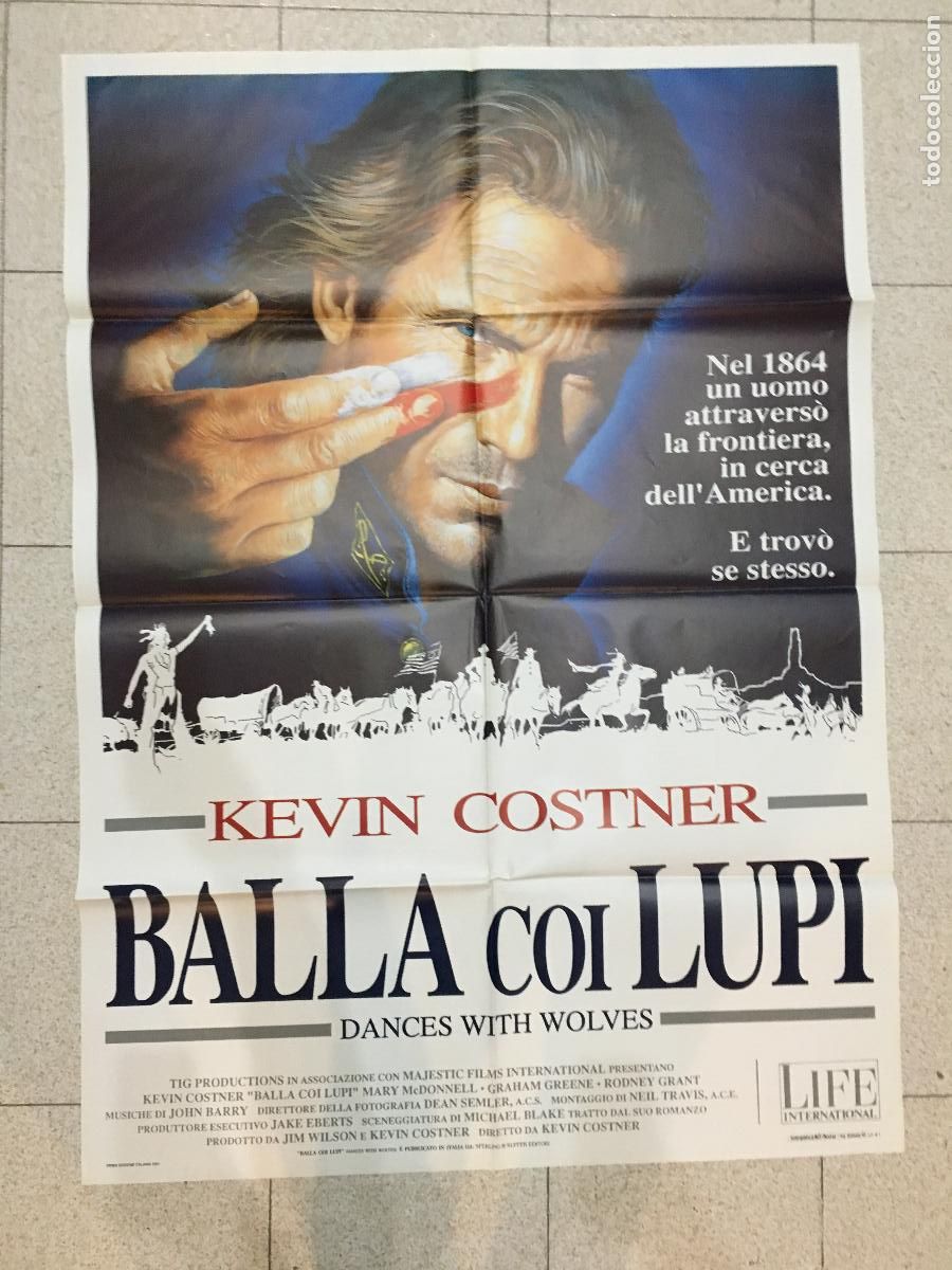 Cinema: ICJ 106 BAILANDO CON LOBOS KEVIN COSTNER CASARO POSTER ORIGINAL ITALIANO 100X140