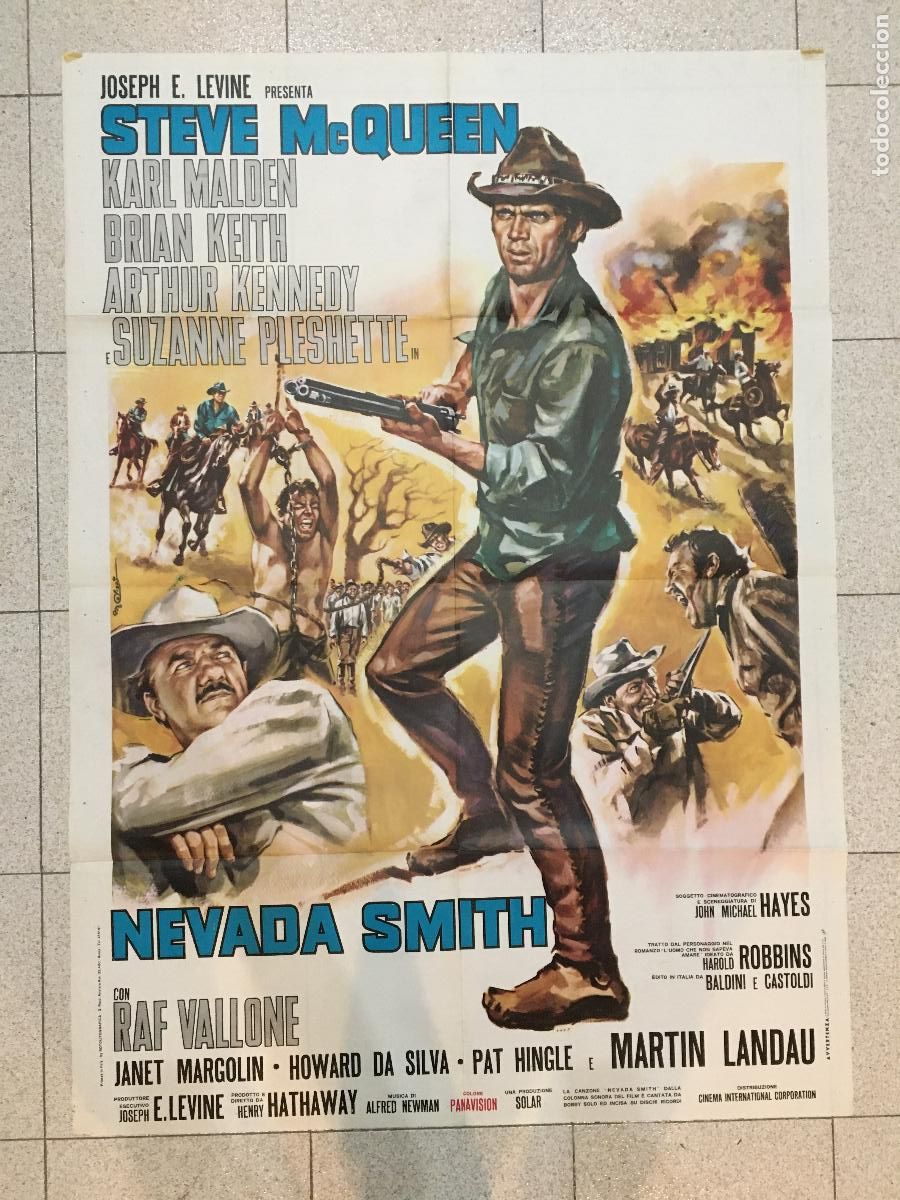 Cinema: ICJ 121 NEVADA SMITH STEVE MCQUEEN POSTER ORIGINAL ITALIANO 100X140