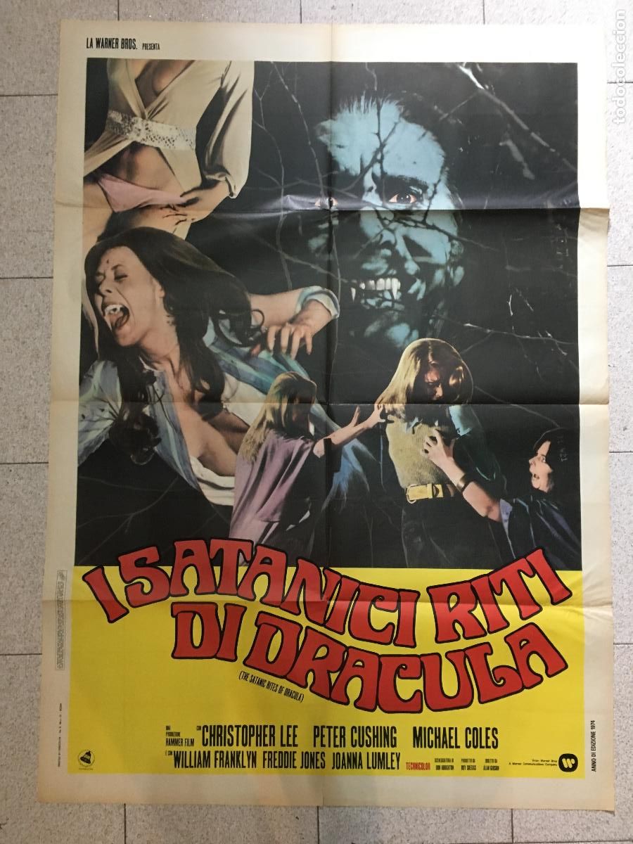 Cine: ICJ 125 LOS RITOS SATANICOS DE DRACULA HAMMER CHRISTOPHER LEE POSTER ORIGINAL ITALIANO 100X140