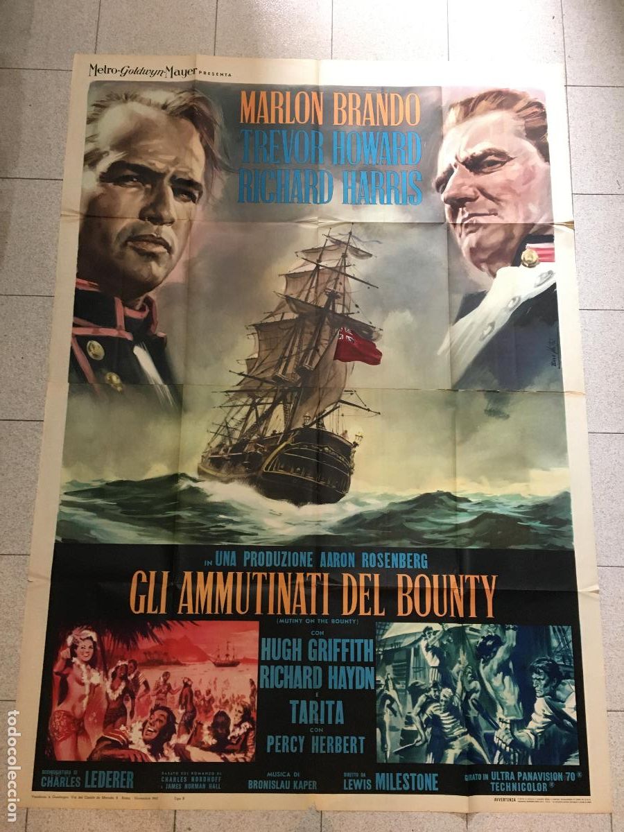 Cinema: ICJ 126 REBELION A BORDO MARLON BRANDO POSTER ORIGINAL ITALIANO 140X200