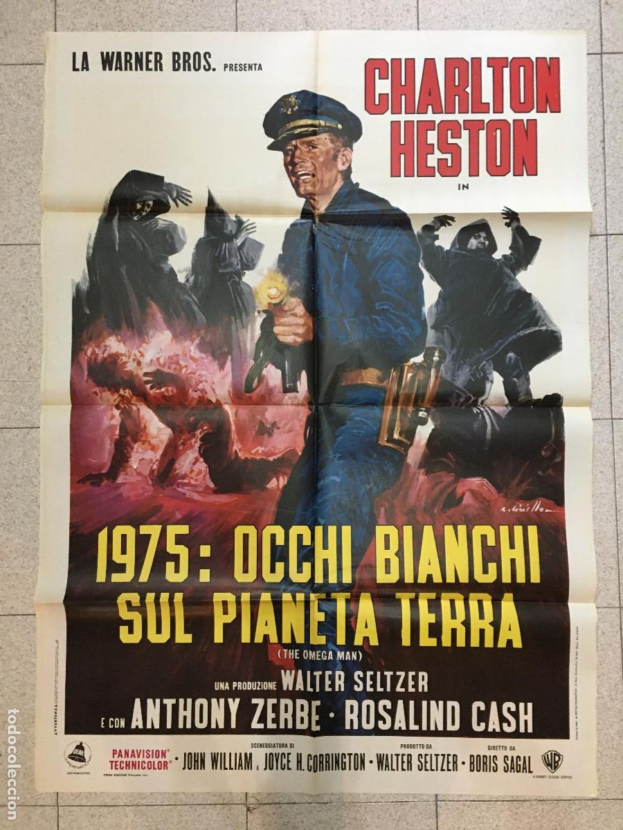 Cinema: ICJ 136 EL ULTIMO HOMBRE VIVO CHARLTON HESTON POSTER ORIGINAL ITALIANO 100X140
