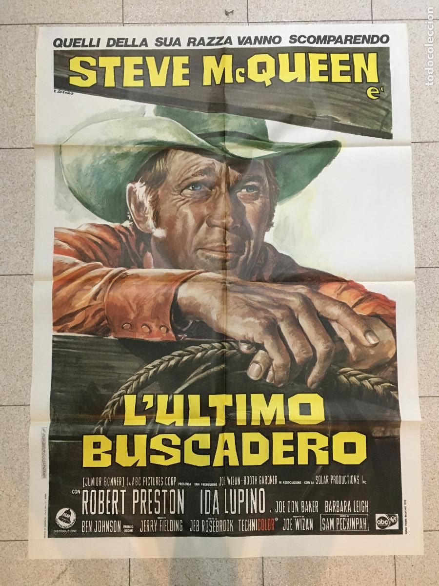 Cinema: ICJ 137 JUNIOR BONNER STEVE MCQUEEN SAM PECKINPAH POSTER ORIGINAL 100x140 ITALIANO