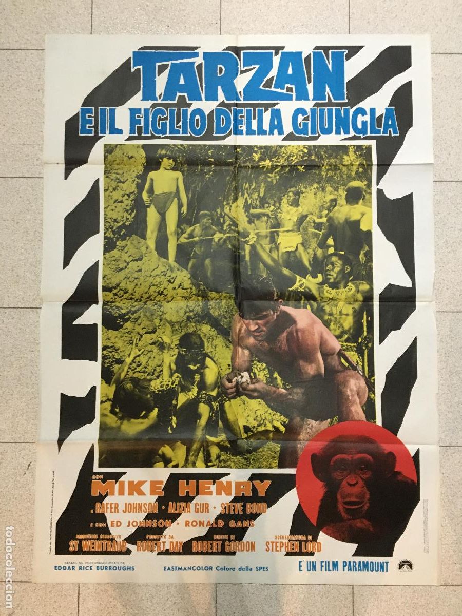 Cinema: ICJ 140 TARZAN Y EL NI&Ntilde;O DE LA JUNGLA MIKE HENRY POSTER ORIGINAL 100X140 ITALIANO