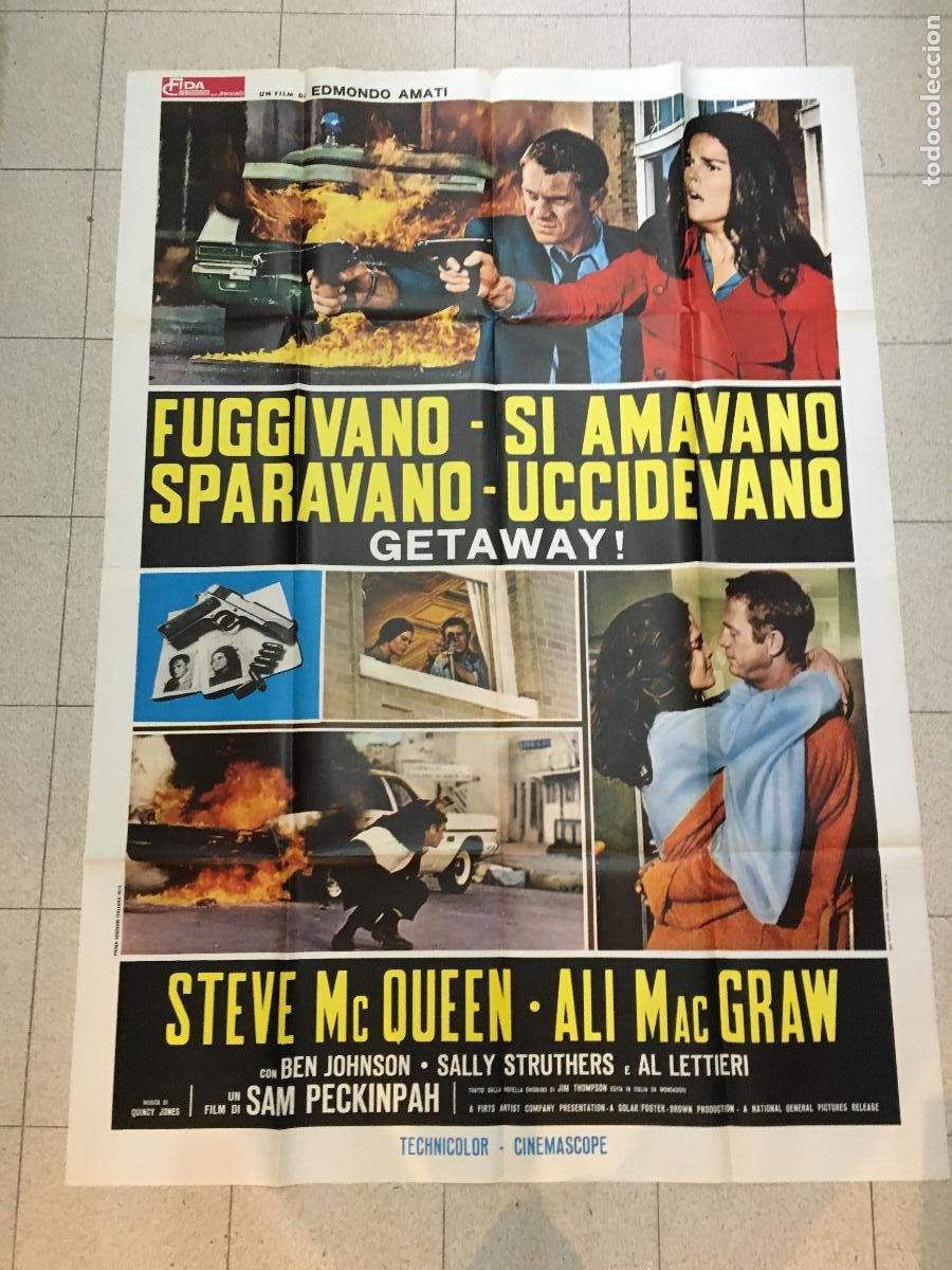 Cinema: ICJ 144 LA HUIDA the getaway SAM PECKINPAH STEVE MCQUEEN POSTER ORIGINAL 140x200 ITALIANO