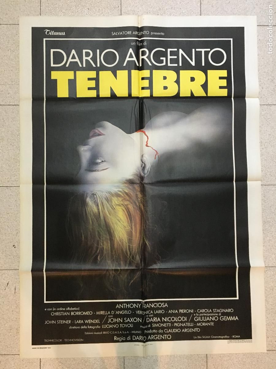 Cine: ICJ 147 TENEBRE DARIO ARGENTO GIALLO POSTER ORIGINAL 100X140 ITALIANO