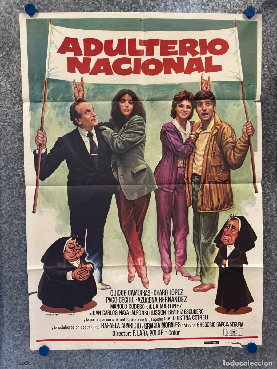 Cine: Adulterio nacional, Quique Camoiras, Charo Lopez, A&ntilde;o 1982, POSTER ORIGINAL