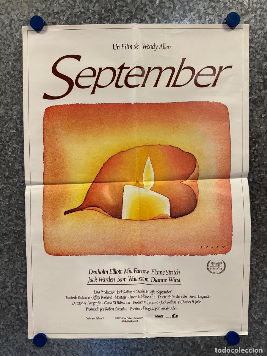 Cine: September, Woody Allen, Mia Farrow, A&ntilde;o 1987, POSTER ORIGINAL
