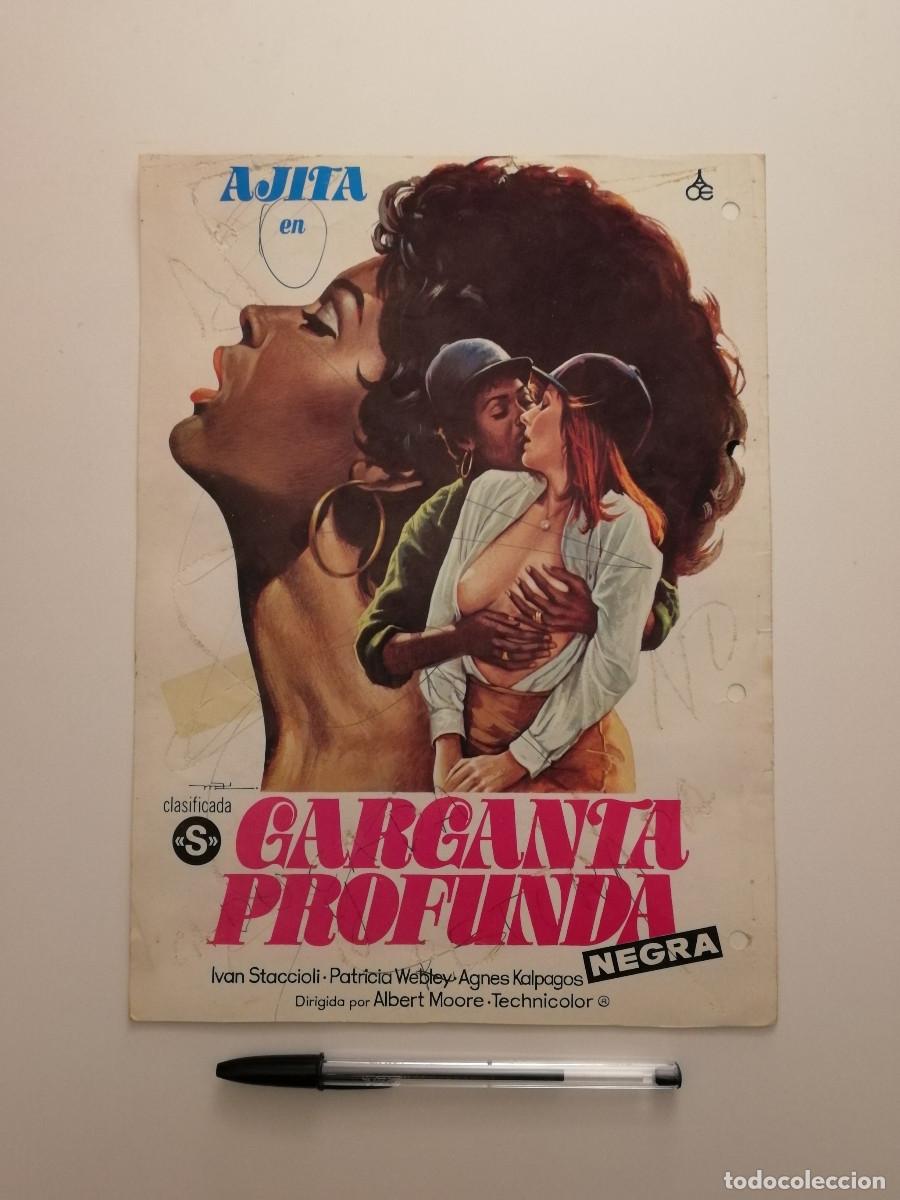 Cine: LAMINA ORIGINAL DE DISTRIBIUDORA -A4 - GARGANTA PROFUNDA NEGRA - CLASIFICADA S - AJITA WILSON - MAC