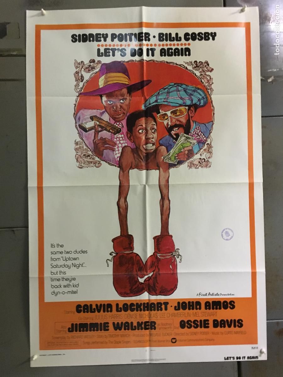 Cinema: CJA 1225 DOS TRAMPOSOS CON SUERTE SIDNEY POITIER BILL COSBY BOXEO POSTER ORIG AMERICANO 70X105