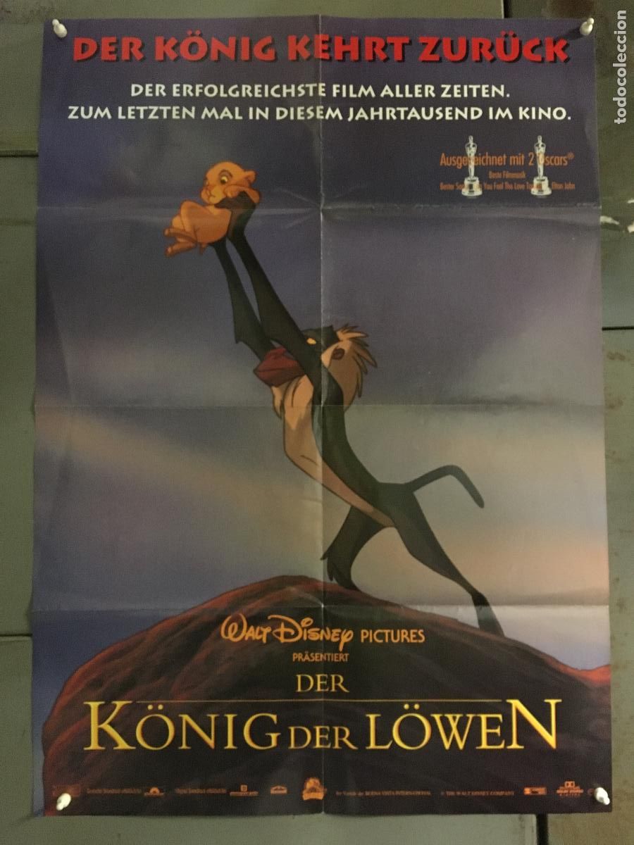 Cine: AFC67 EL REY LEON WALT DISNEY POSTER ORIGINAL ALEMAN 60X84