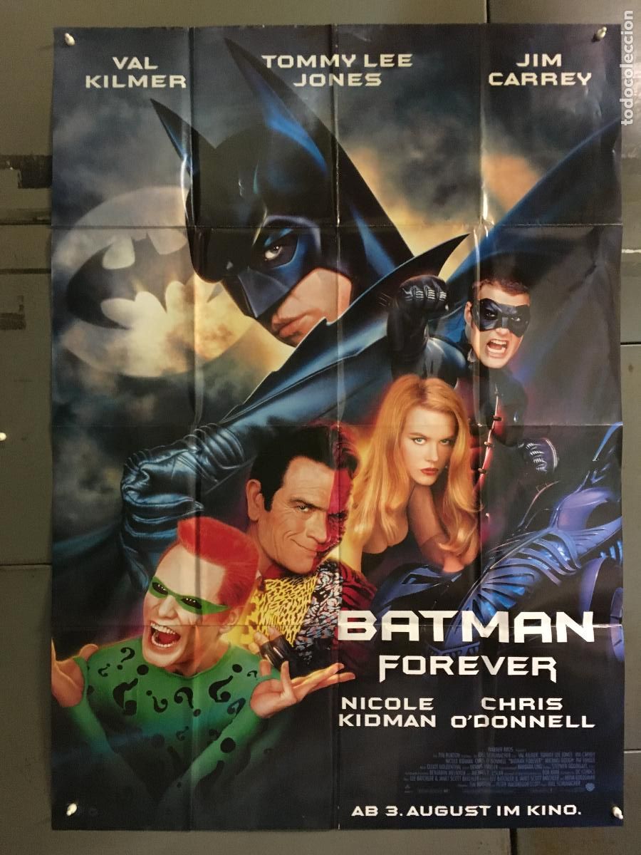 Cine: AFC70 BATMAN FOREVER VAL KILMER NICOLE KIDMAN POSTER ORIGINAL ALEMAN 84X120