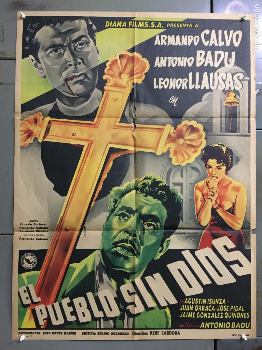 Kino: AFC86 EL PUEBLO SIN DIOS ARMANDO CALVO POSTER ORIGINAL MEJICANO 70X94