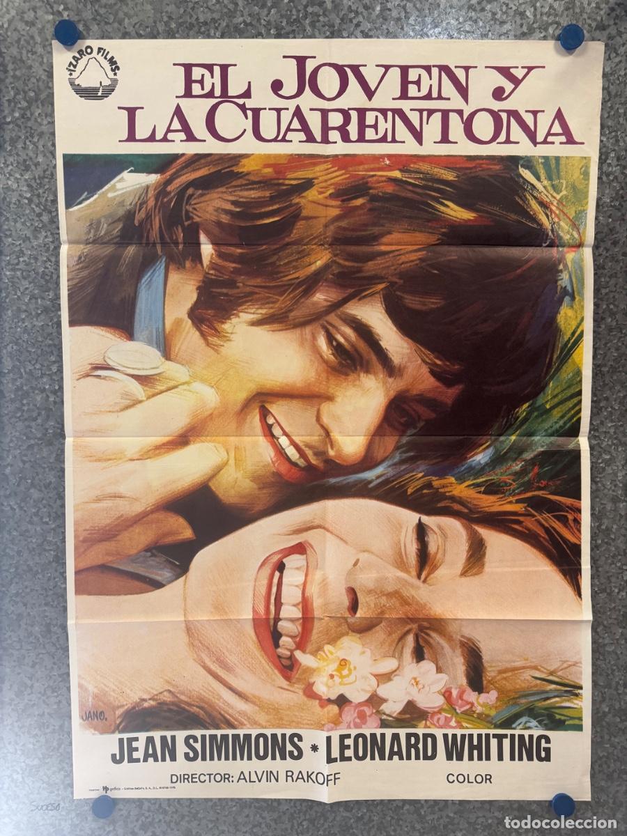 Cine: El joven y la cuarentona, Jean Simmons, Leonard Whiting, A&ntilde;o 1975, POSTER ORIGINAL