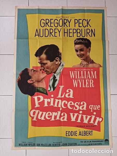Cine: PJE 0337 VACACIONES EN ROMA AUDREY HEPBURN GREGORY PECK POSTER ORIGINAL ARGENTINO 75X110