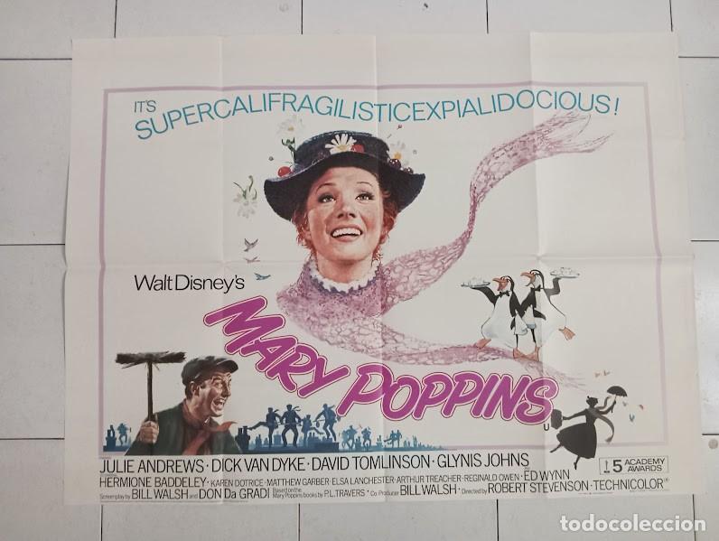 Cine: PJE 0342 MARY POPPINS JULIE ANDREWS DICK VAN DYKE WALT DISNEY POSTER ORIGINAL INGLES 76X102