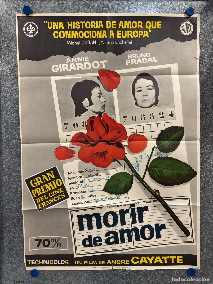 Cine: Morir de amor, Anne Girardot, Bruno Pradal, A&ntilde;o 1971, POSTER ORIGINAL