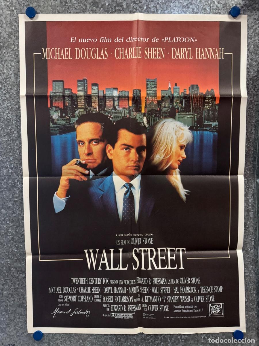 Cine: Wall Street, Michael Douglas, Charlie Sheen, A&ntilde;o 1987, POSTER ORIGINAL