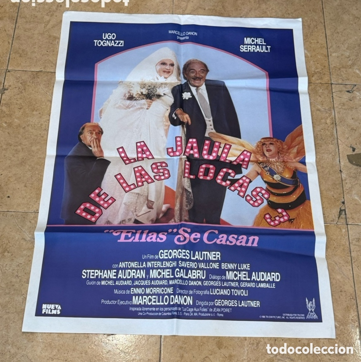 Cinema: Cartel cine original &ldquo;La jaula de las locas&rdquo; Michel Serrault Ugo Tognazzi 100x70 cm a&ntilde;os 70
