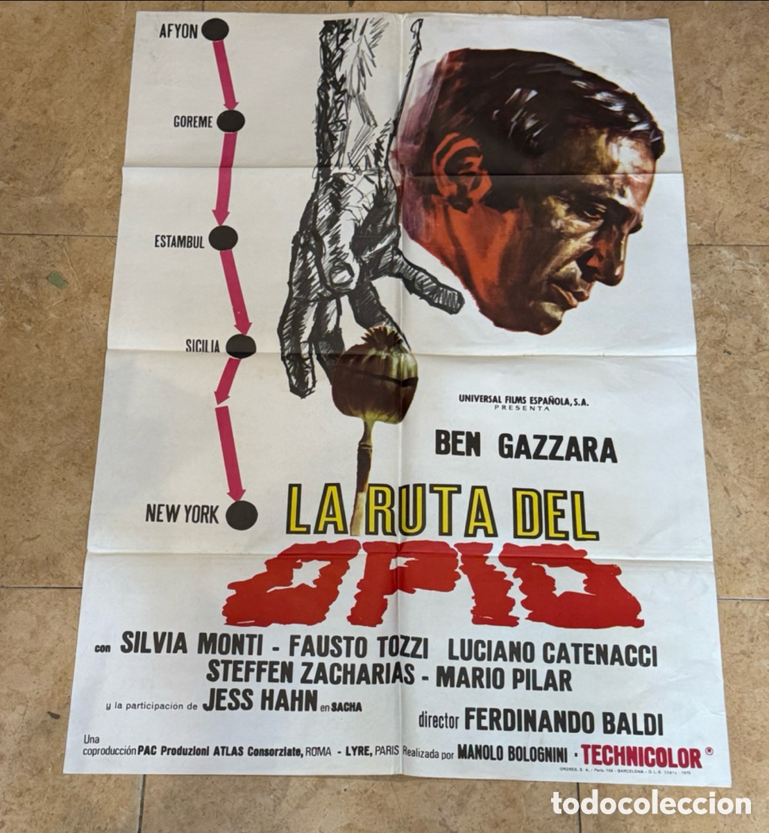 Cin&eacute;ma: Cartel Cine Original La Ruta del Opio Ben Gazzara 1975 Thriller Mafia Vintage