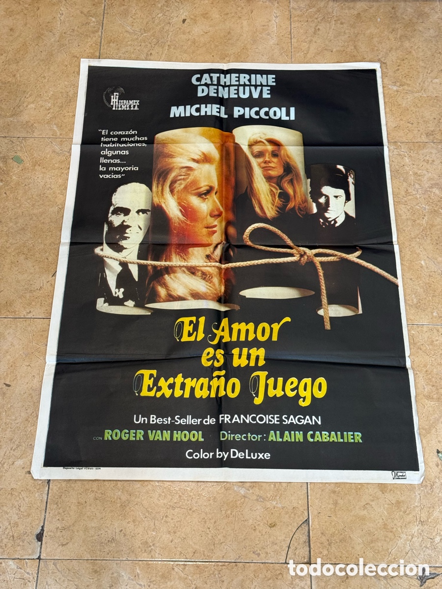 Cine: Cartel Cine Original El Amor es un Extra&ntilde;o Juego Catherine Deneuve 1974 Drama Vintage