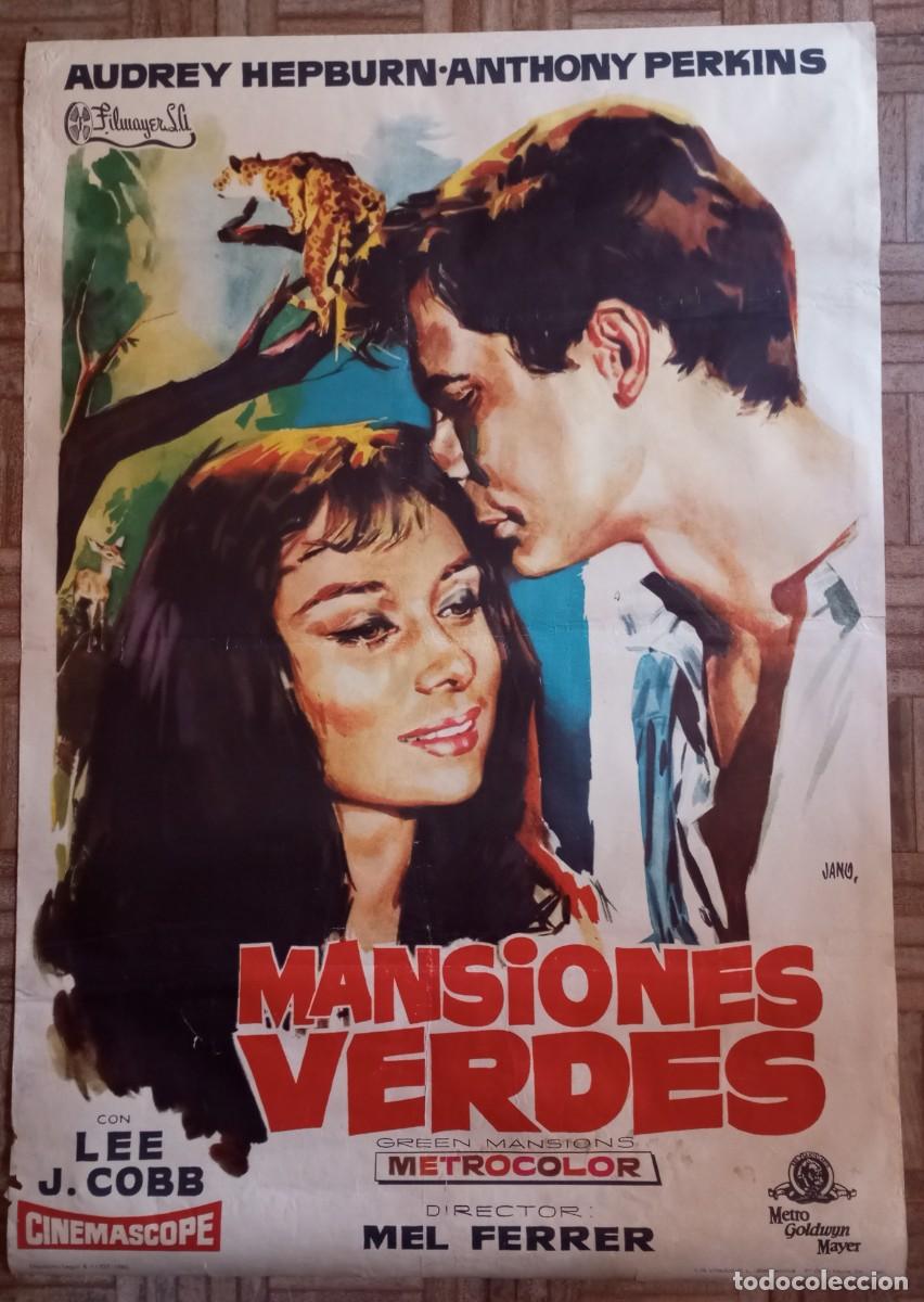 Cine: MANSIONES VERDES. CARTEL ESTRENO. AUDREY HEPBURN, ANTHONY PERKINS