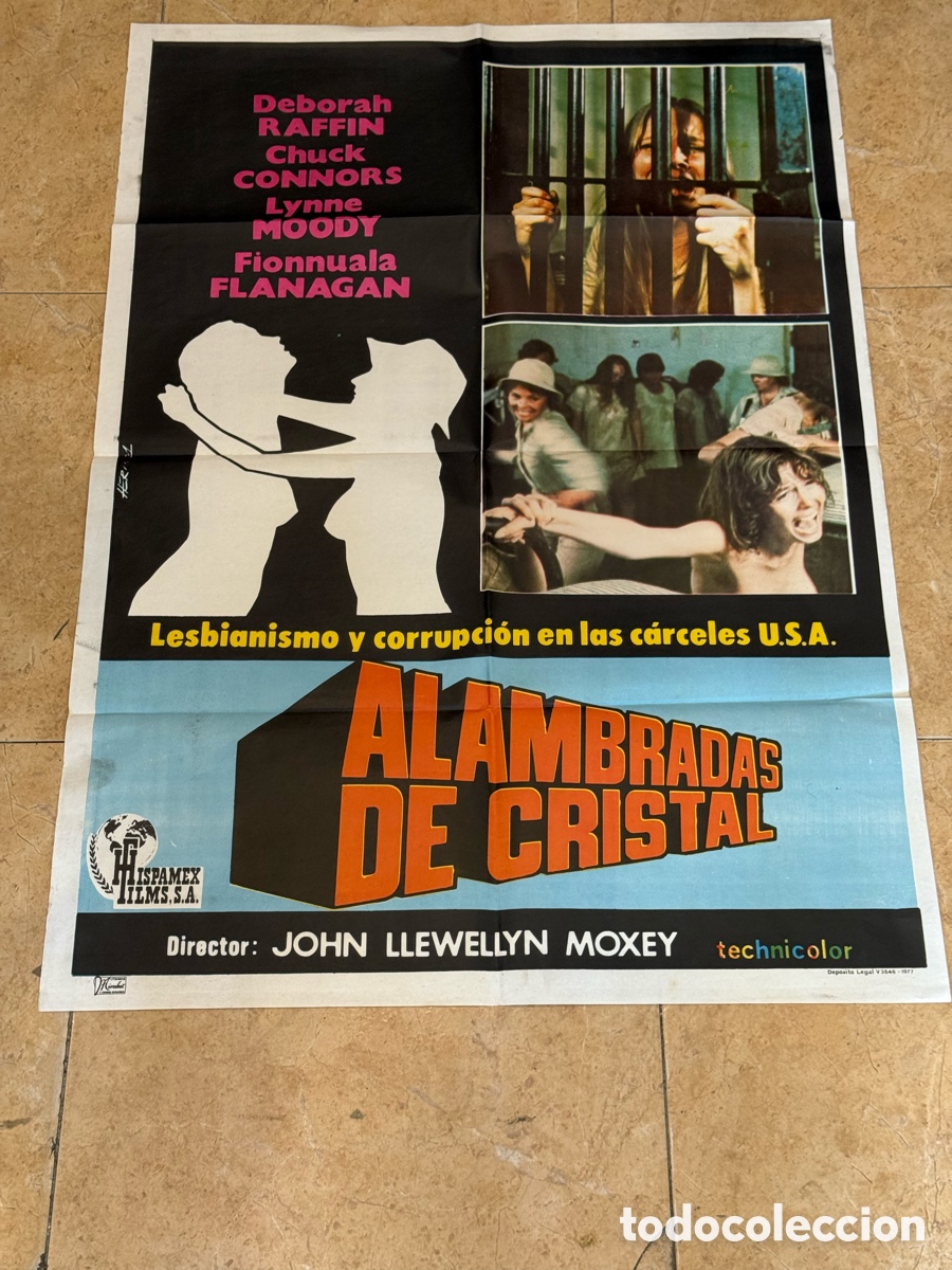 Cine: Cartel Cine Original Alambradas de Cristal 1977 Women in Prison Cult Movie Vintage