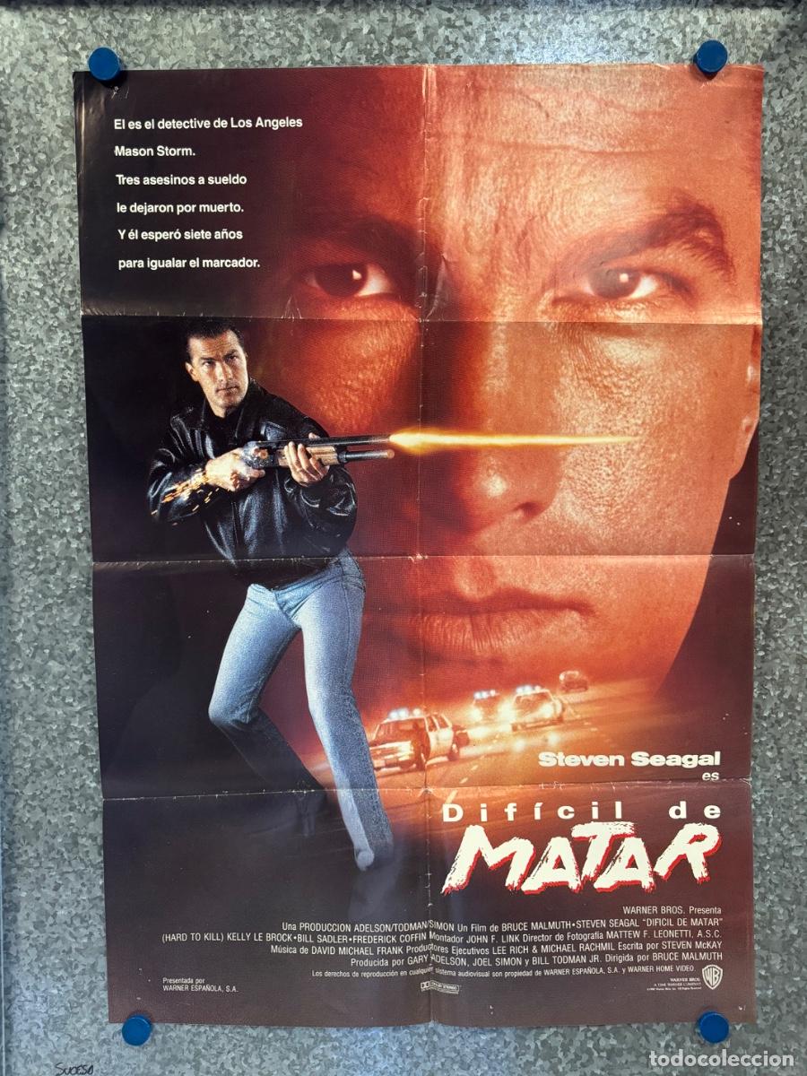 Cine: Dif&iacute;cil de matar, Steven Seagal, A&ntilde;o 1990, POSTER ORIGINAL