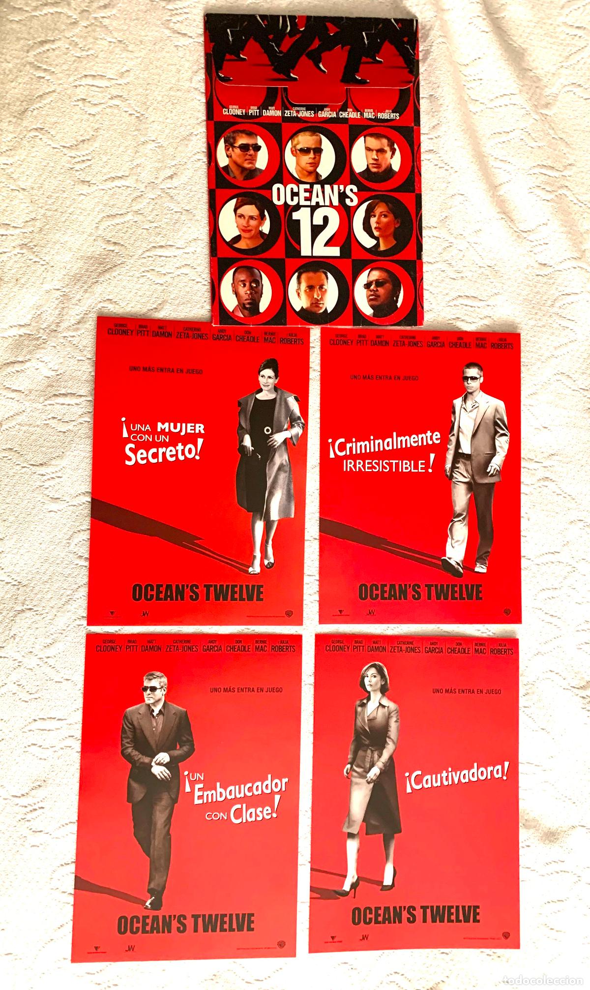 Cine: 4 carteles p&oacute;ster pel&iacute;cula Ocean&rsquo;s 12 (Ocean&rsquo;s twelve, 2005) Con carpeta. Originales. Coleccionista
