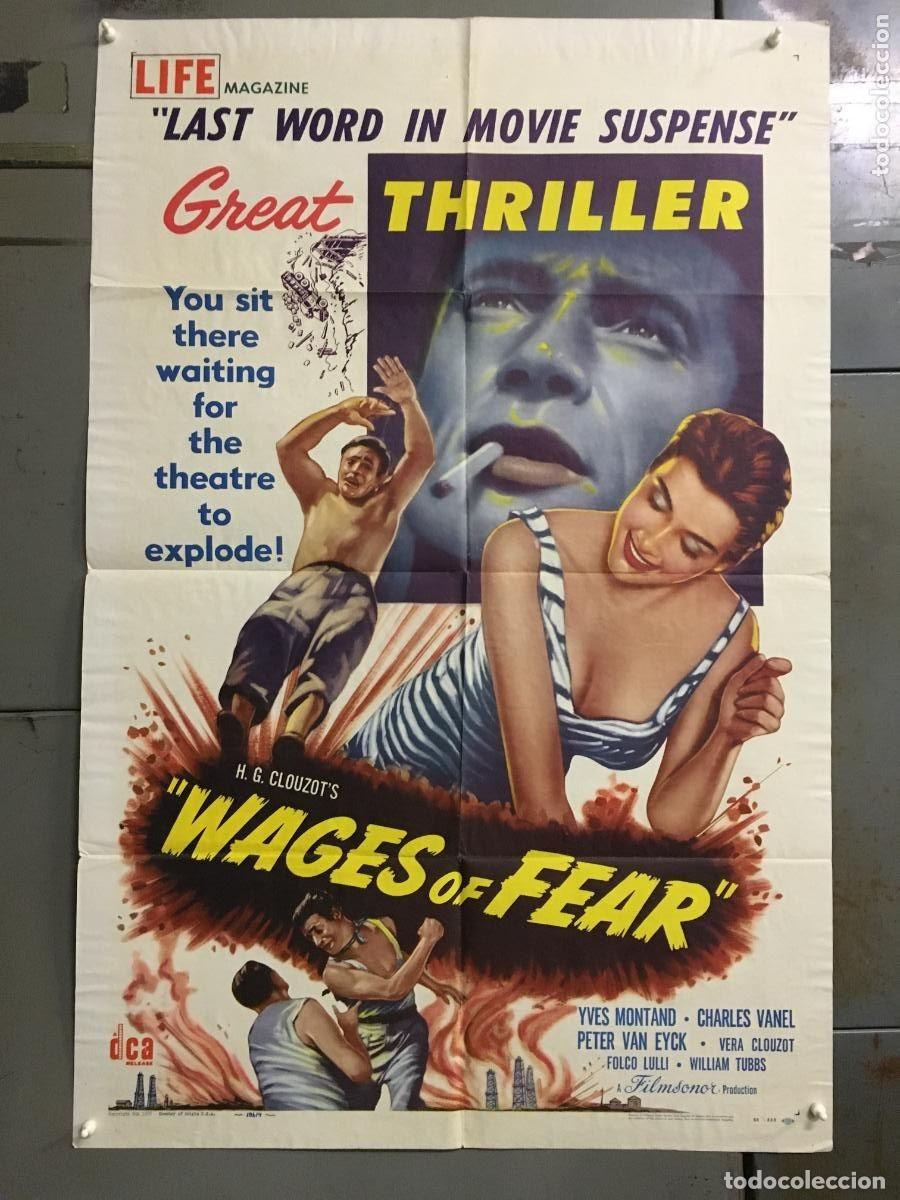 Cinema: PJE 0376 EL SALARIO DEL MIEDO wages of fear YVES MONTAND CLOUZOT POSTER ORIGINAL USA 70X105