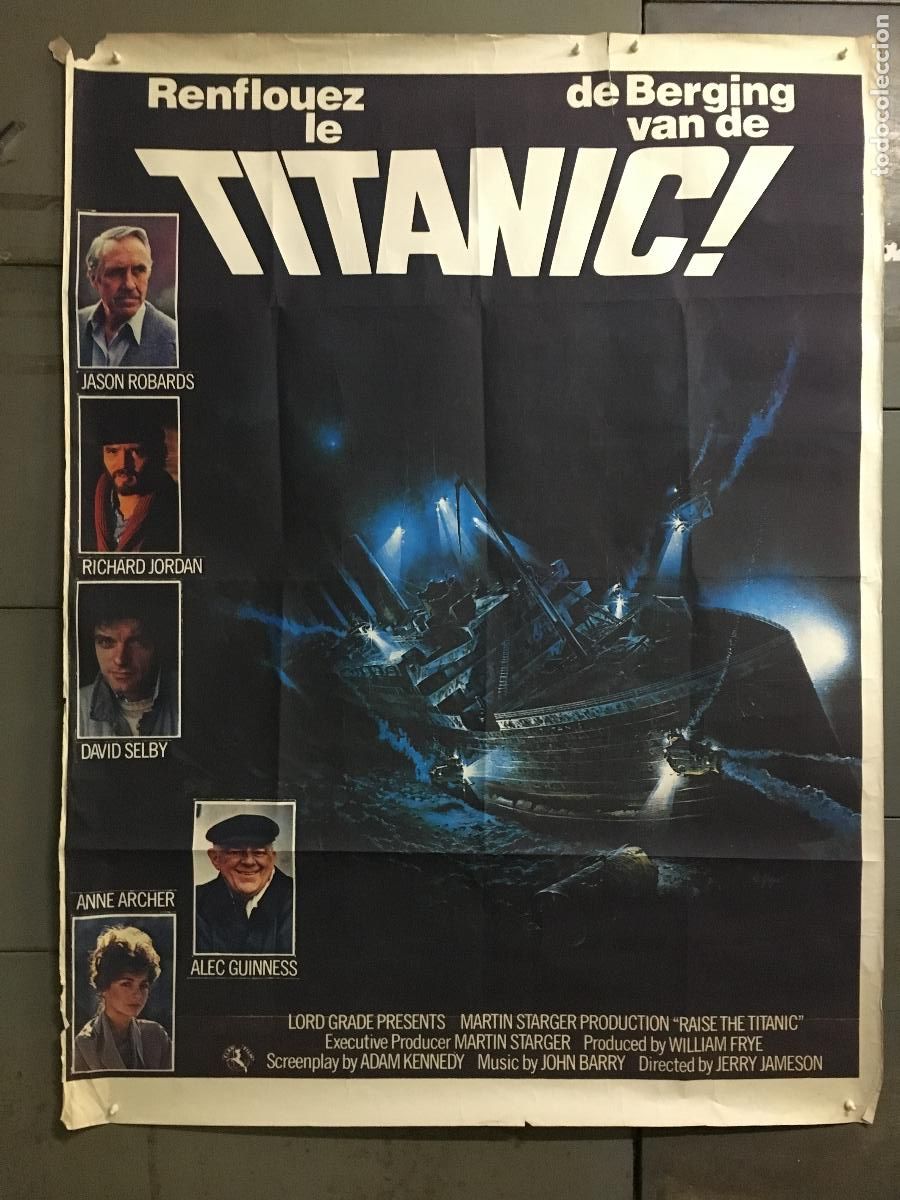 Cine: AFD47 RESCATEN EL TITANIC JASON ROBARDS ALEC GUINNNESS POSTER ORIGINAL BELGA 120x160