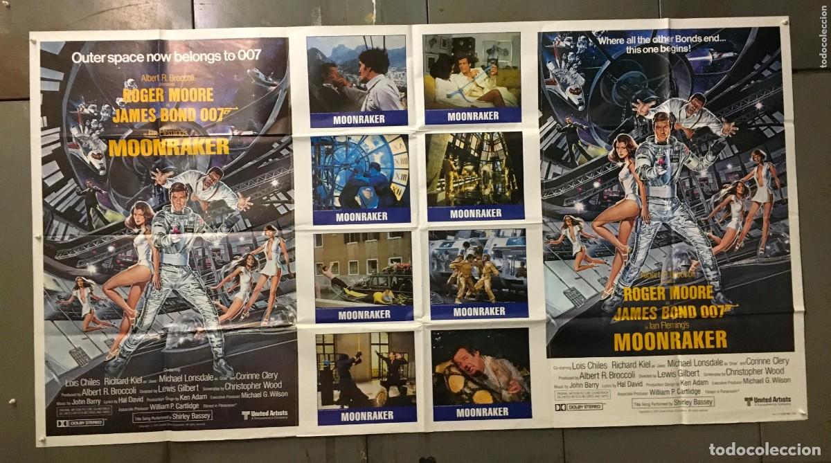 Cine: PJE 0381 MOONRAKER JAMES BOND 007 ROGER MOORE POSTER ORIGINAL USA 105X195 raro 2 1 sheets + 8 LCs