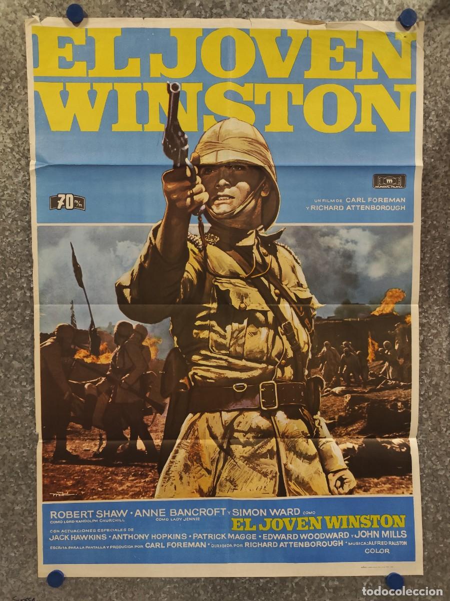 Cine: El joven Winston. Simon Ward, Robert Shaw, Anne Bancroft, Jack Hawkins. A&Ntilde;O 1973. POSTER ORIGINAL