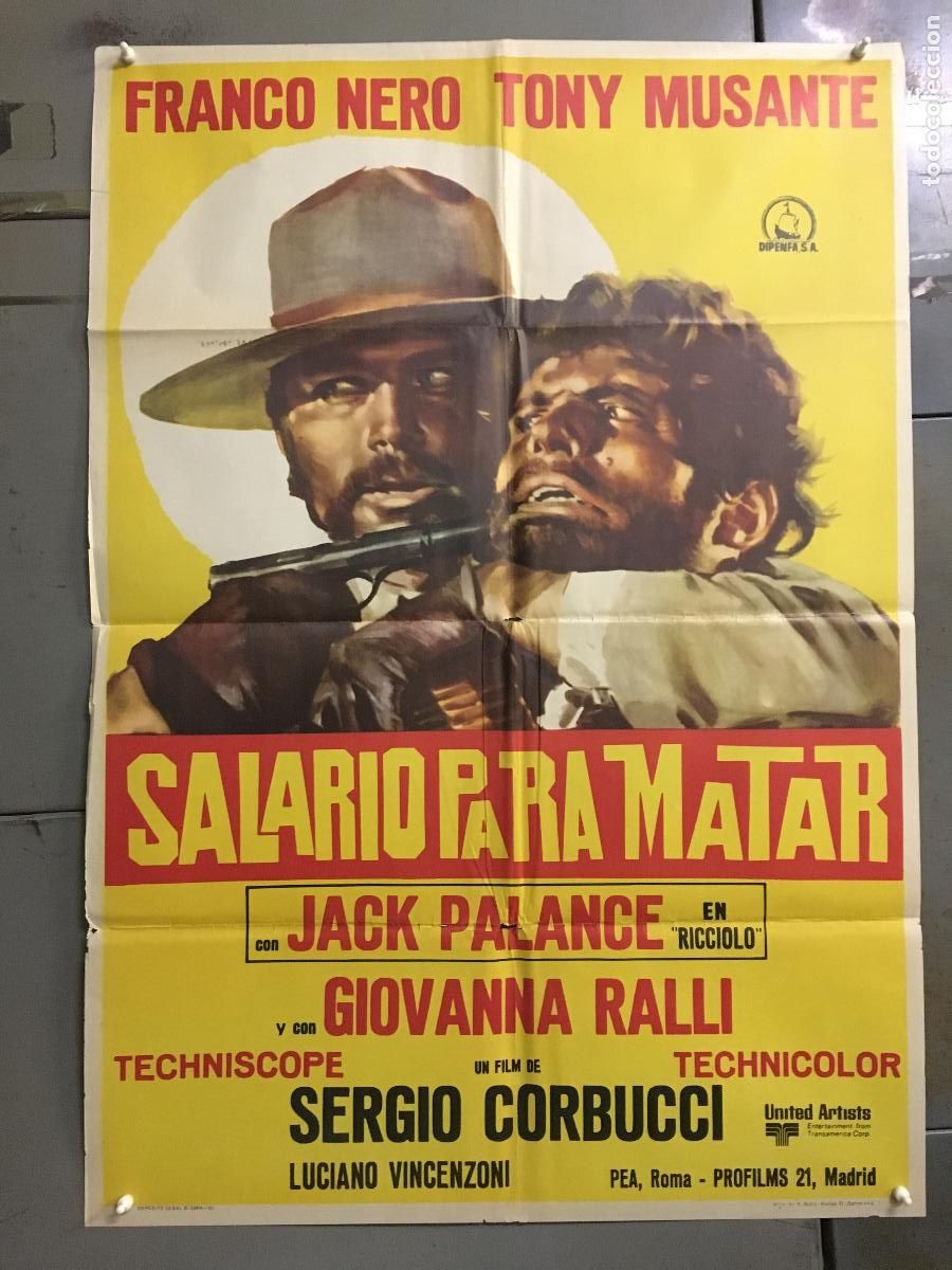 Cinema: AFD48 SALARIO PARA MATAR FRANCO NERO SPAGHETTI POSTER ORIGINAL 70X100 ESTRENO