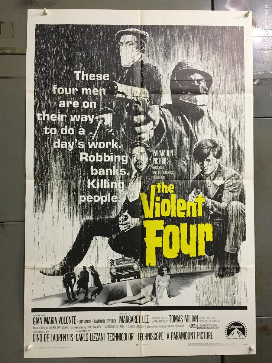 Cinema: AFD62 BANDIDOS EN MILAN GIAN MARIA VOLONTE RAY LOVELOCK ALFA ROMEO POSTER ORIGINAL AMERICANO 70X105
