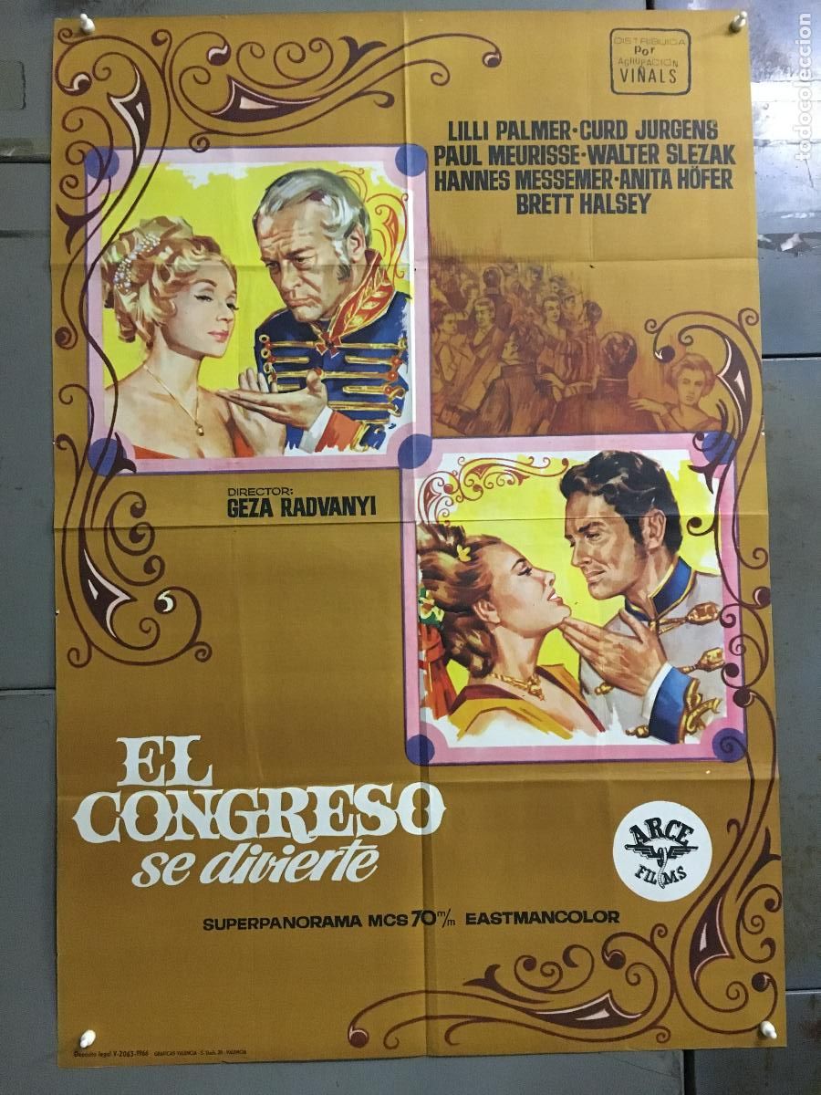Cine: AFD63 EL CONGRESO SE DIVIERTE LILLI PALMER CURD JURGENS POSTER ORIGINAL 70X100 ESTRENO