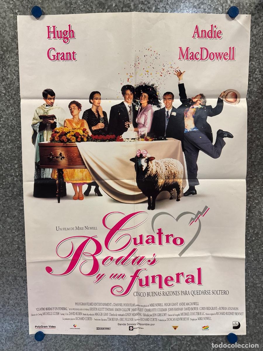 Cine: Cuatro bodas y un funeral, Hugh Grant, Andie MacDowell, POSTER ORIGINAL