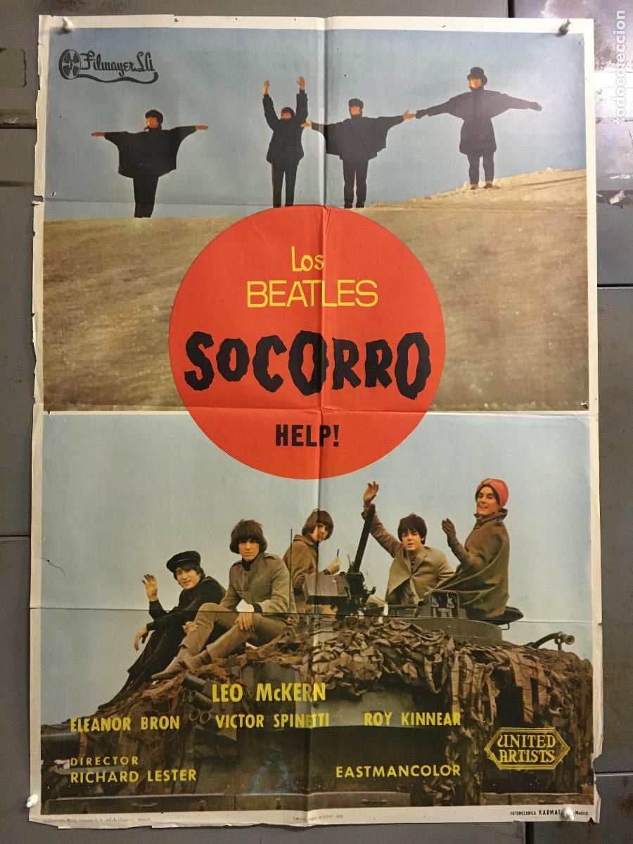 Cine: AFD71 HELP SOCORRO THE BEATLES POSTER ORIGINAL 70X100 ESTRENO