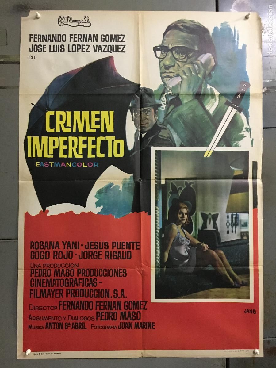 Cinema: AFD74 CRIMEN IMPERFECTO FERNANDO FERNAN GOMEZ JOSE LUIS LOPEZ VAZQUEZ POSTER ORIGINAL ESTRENO 70X100