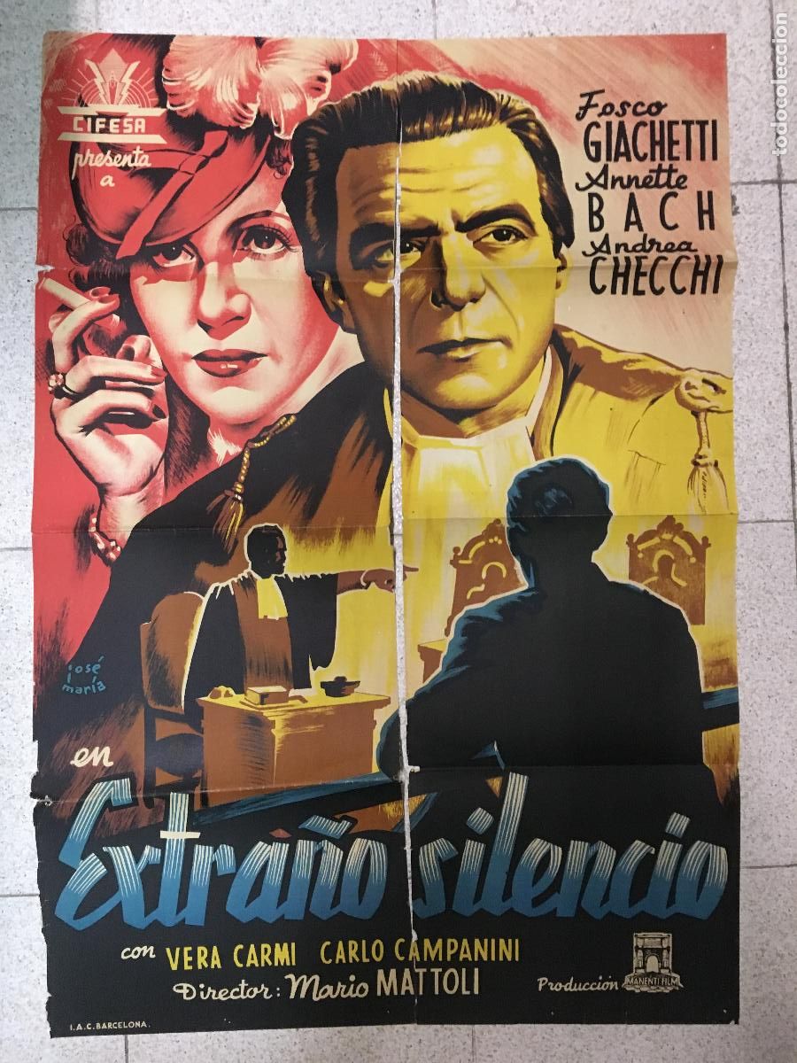 Cine: AFD86 EXTRA&Ntilde;O SILENCIO ANNETTE BACH FOSCO GIACHETTI CIFESA POSTER ORIGIN 70X100 ESTRENO LITOGRAFIA