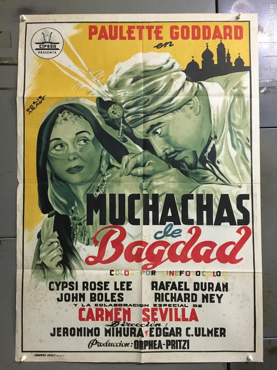 Cinema: AFD90 MUCHACHAS DE BAGDAD CARMEN SEVILLA PAULETTE GODDARD CIFESA POSTER ORIGINAL 70X100 LITOGRAFIA