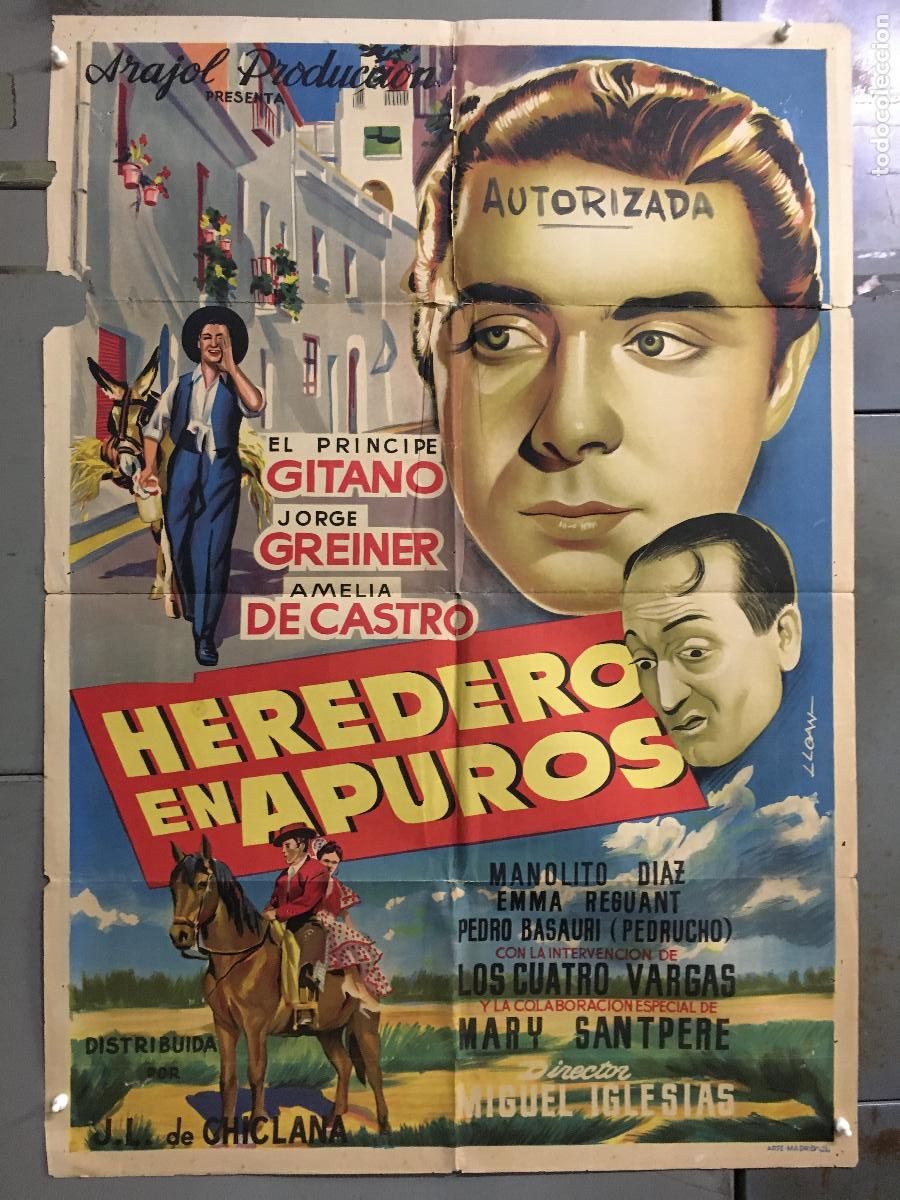 Cinema: AFD94 HEREDERO EN APUROS EL PRINCIPE GITANO POSTER ORIGINAL 70X100 ESTRENO LITOGRAFIA