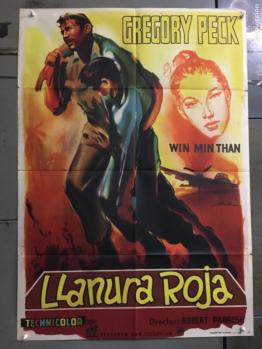 Cine: AFD96 LLANURA ROJA GREGORY PECK POSTER ORIGINAL 70X100 ESTRENO LITOGRAFIA