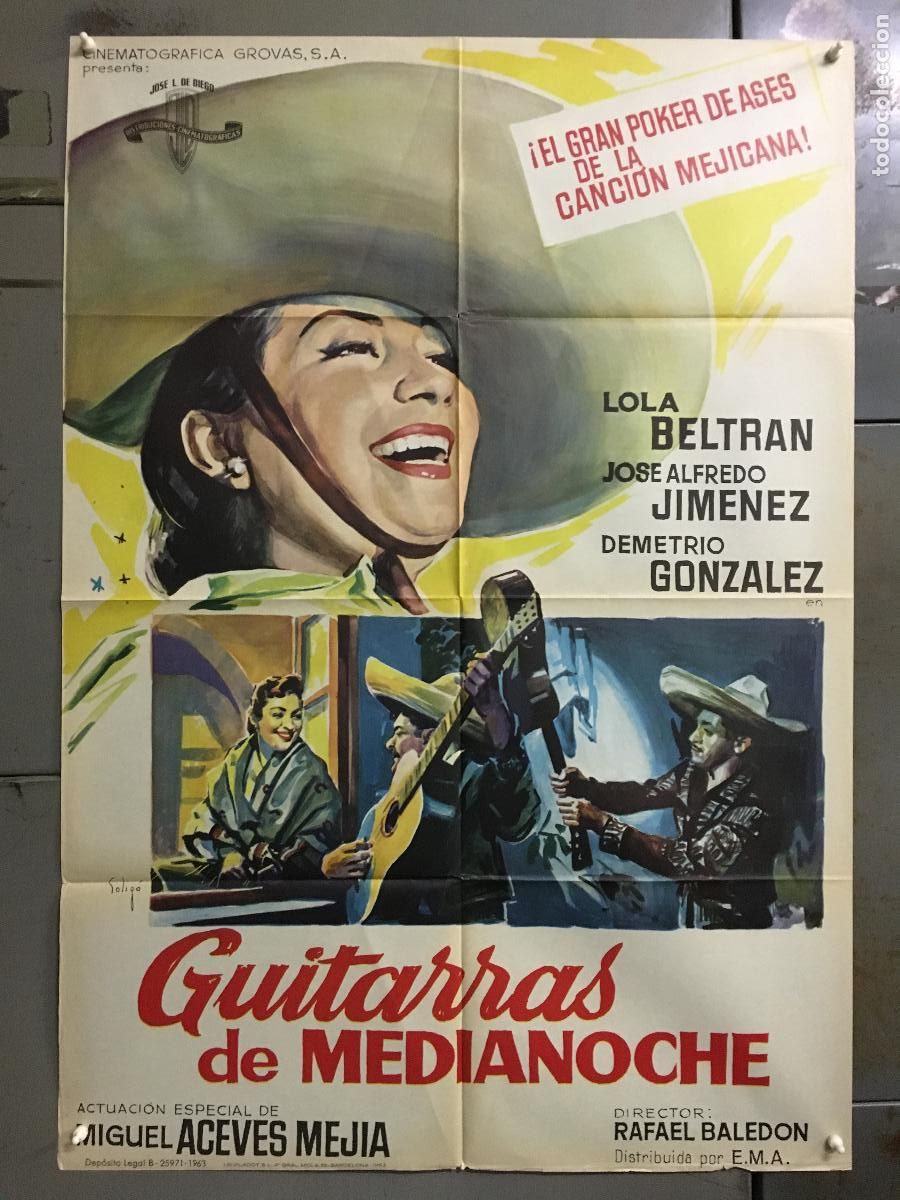 Cinema: AFD97 SOLIGO GUITARRAS DE MEDIANOCHE LOLA BELTRAN ACEVES MEJIA POSTER ORIGINAL 70X100 ESTRENO