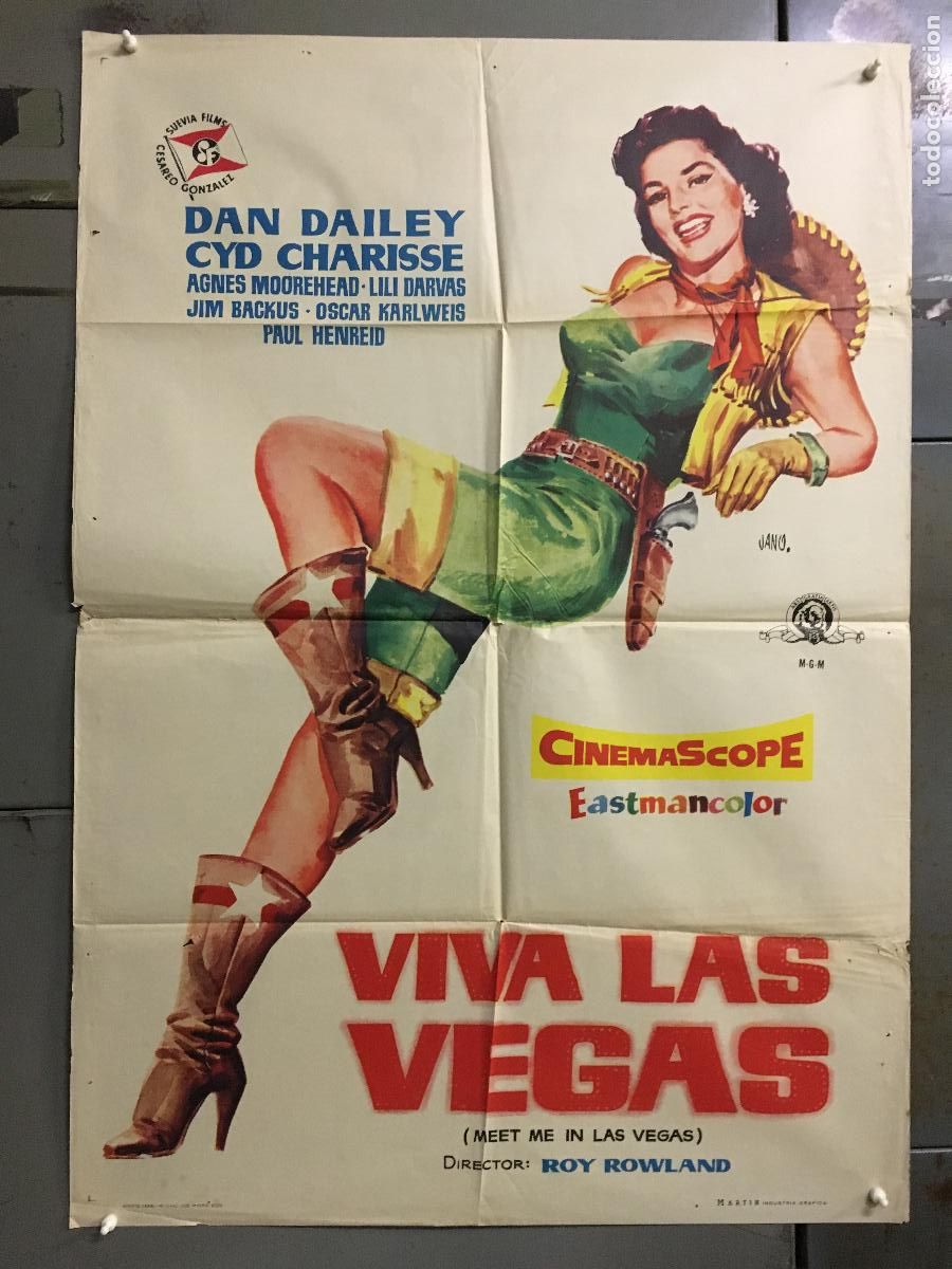 Cinema: AFD98 VIVA LAS VEGAS CYD CHARISSE MEET ME IN LAS VEGAS JANO POSTER ORIGINAL ESTRENO 70X100