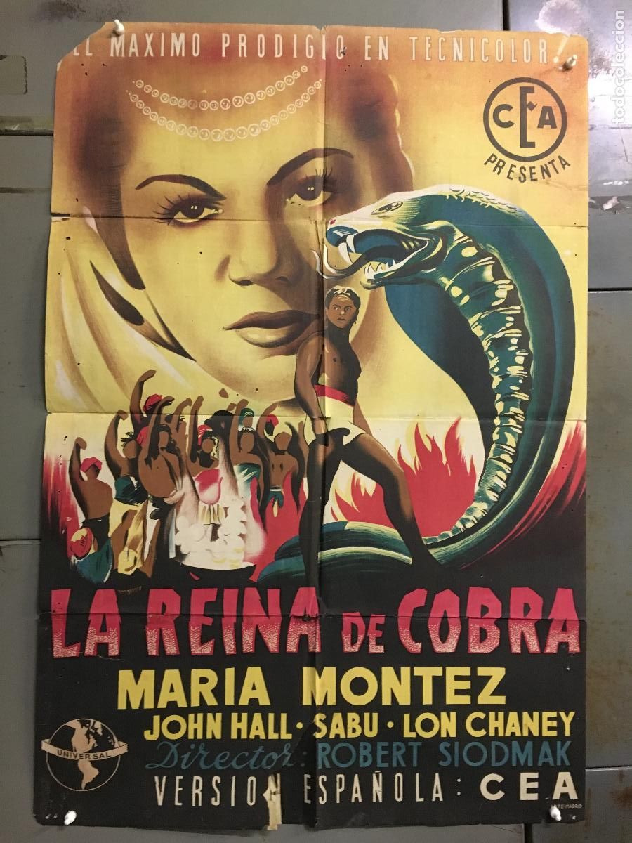 Cine: AFD99 LA REINA DE COBRA MARIA MONTEZ POSTER ORIGINAL 70X100 ESTRENO LITOGRAFIA